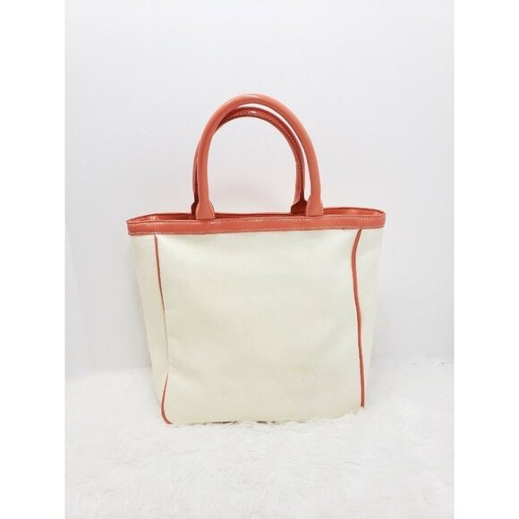 Liz Claiborne New York Pop Tote Large Cream Peach Trim Coin Purse Shoulder Bag - Picture 5 of 12